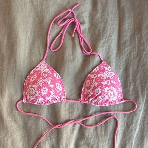 Hollister Pink Floral Triangle Bikini Top
